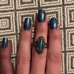 Blue statement ring also adjustable!